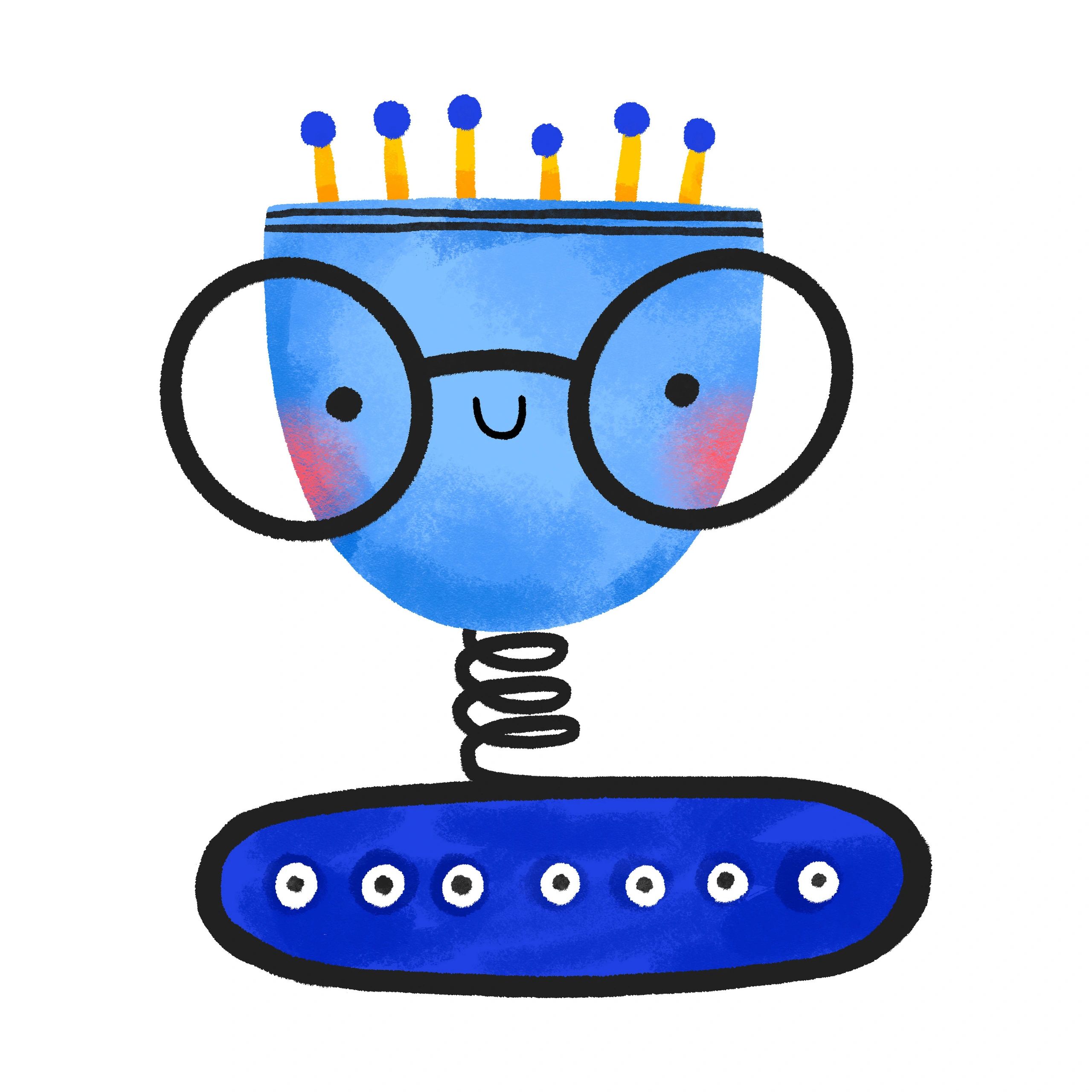 Hand-drawn robotic character illustration
