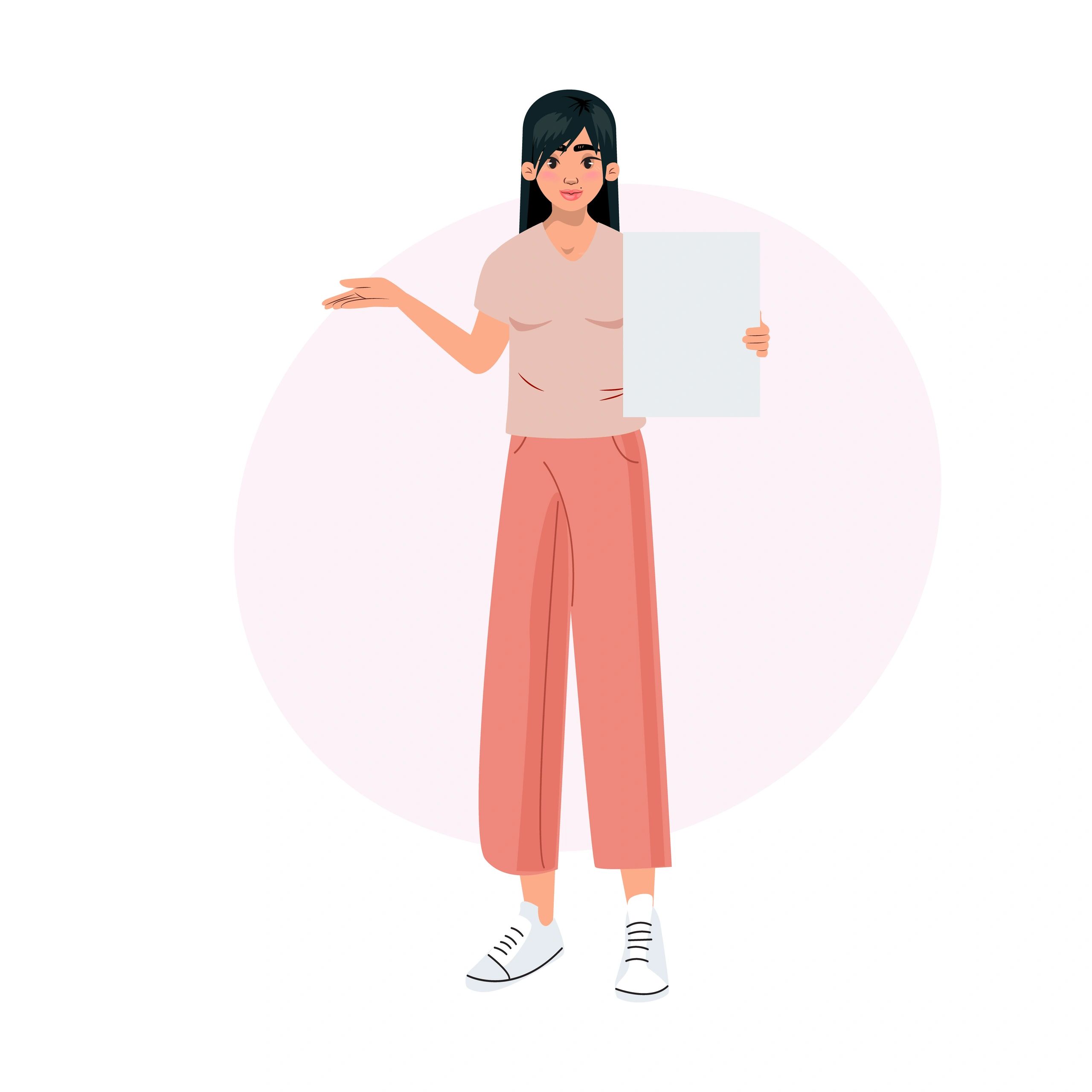 Minimal vector character holding a blank sign