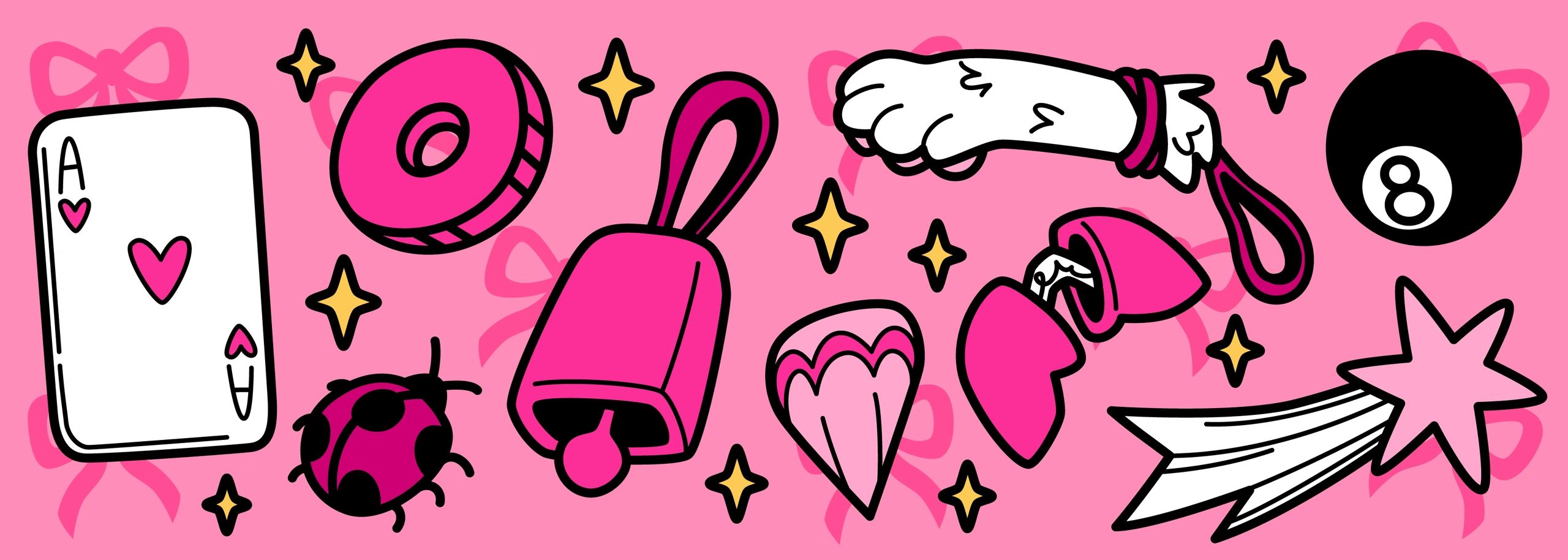 Lucky doodle symbols illustration