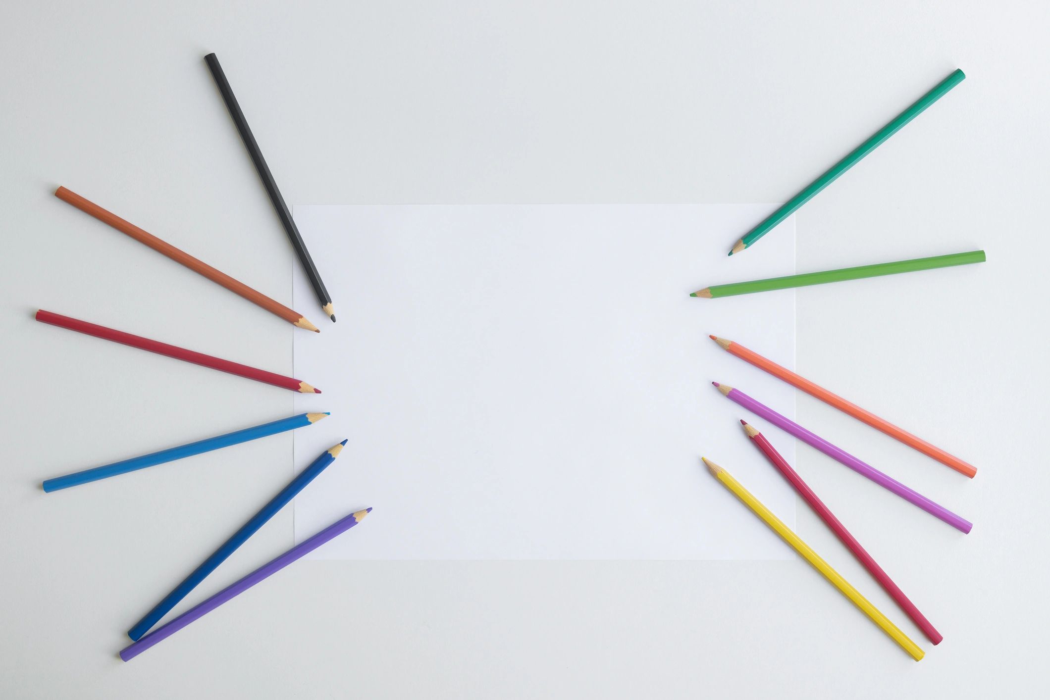 Colored pencils on white paper