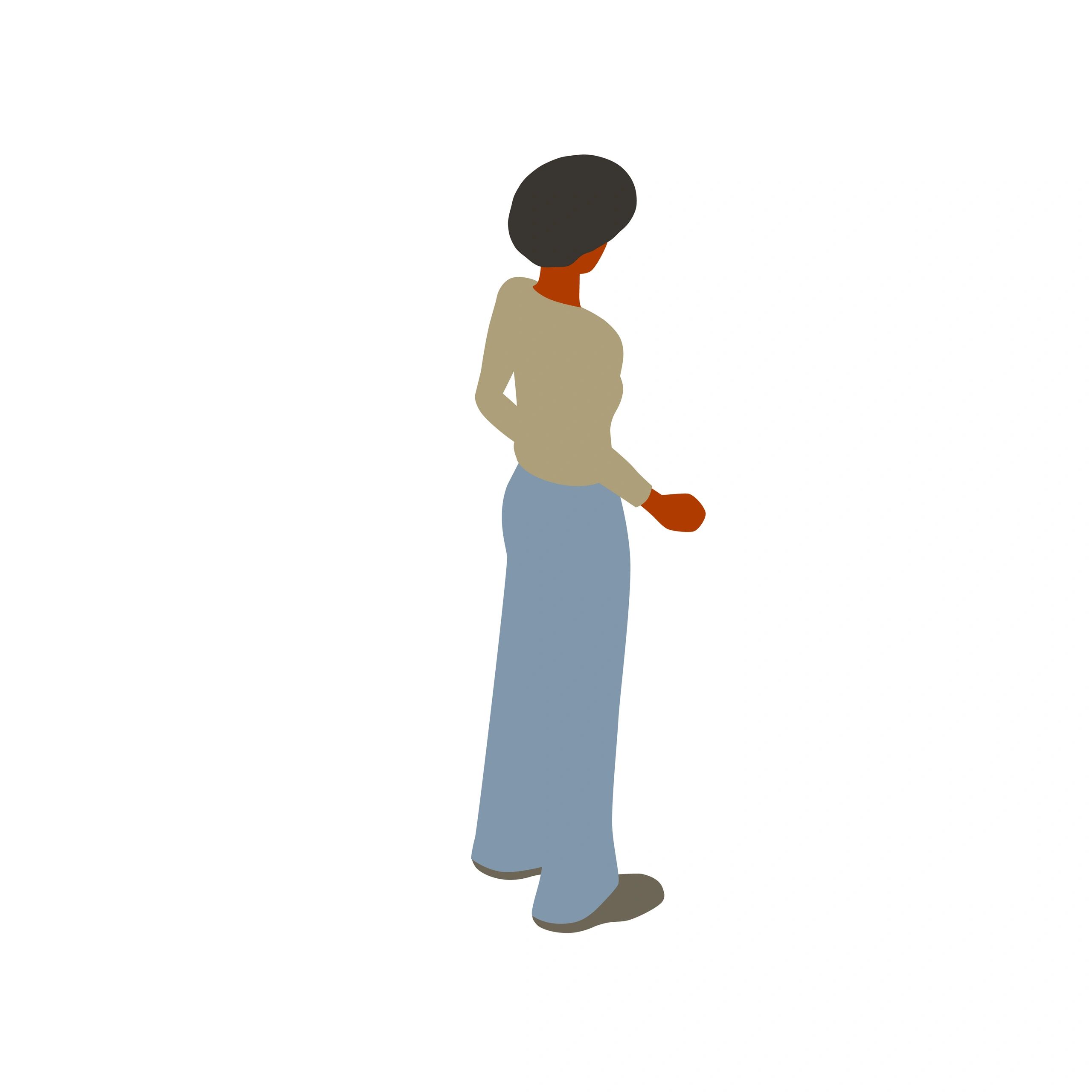 Vector illustration of a woman standing facing away