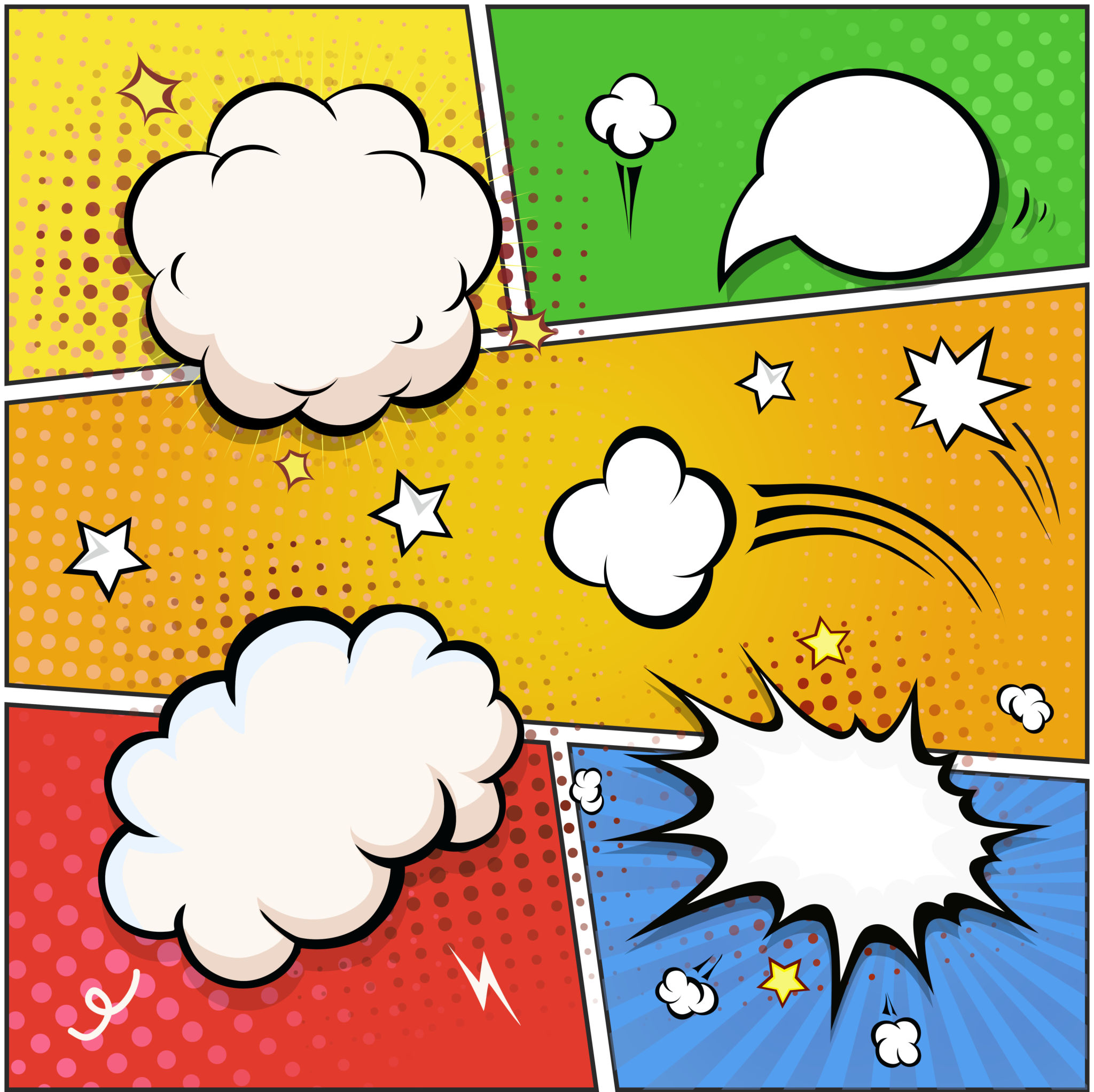 Retro comic speech bubbles set